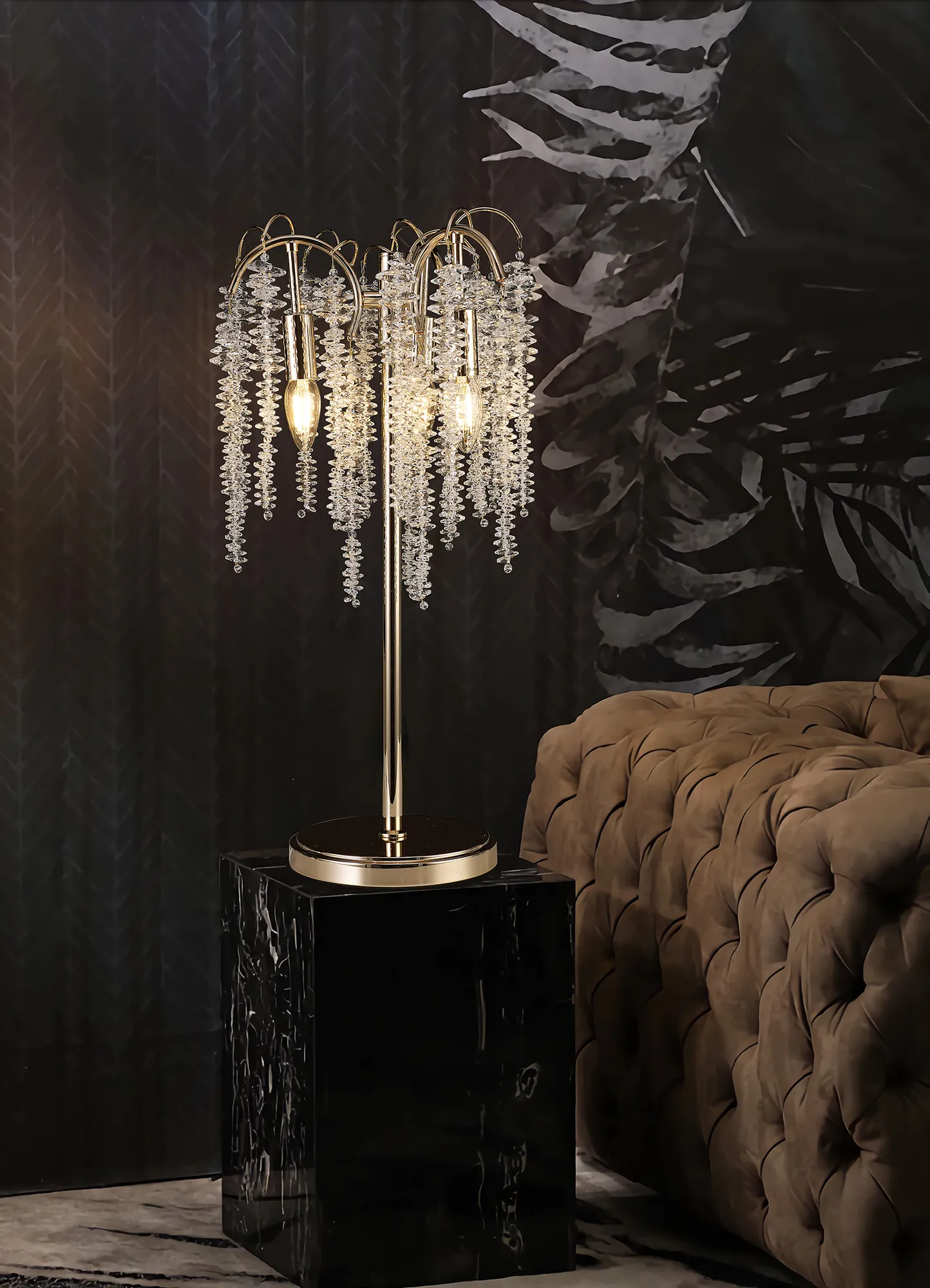 Wisteria French Gold Crystal Table Lamps Diyas Designer Table Lamps